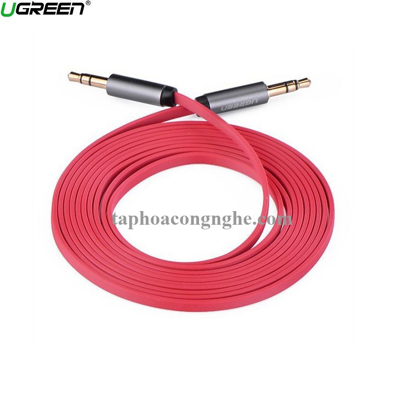 Ugreen 10796 5M màu Đỏ Cáp âm thanh 2 đầu 3.5mm dây dẹt AV119 30010796